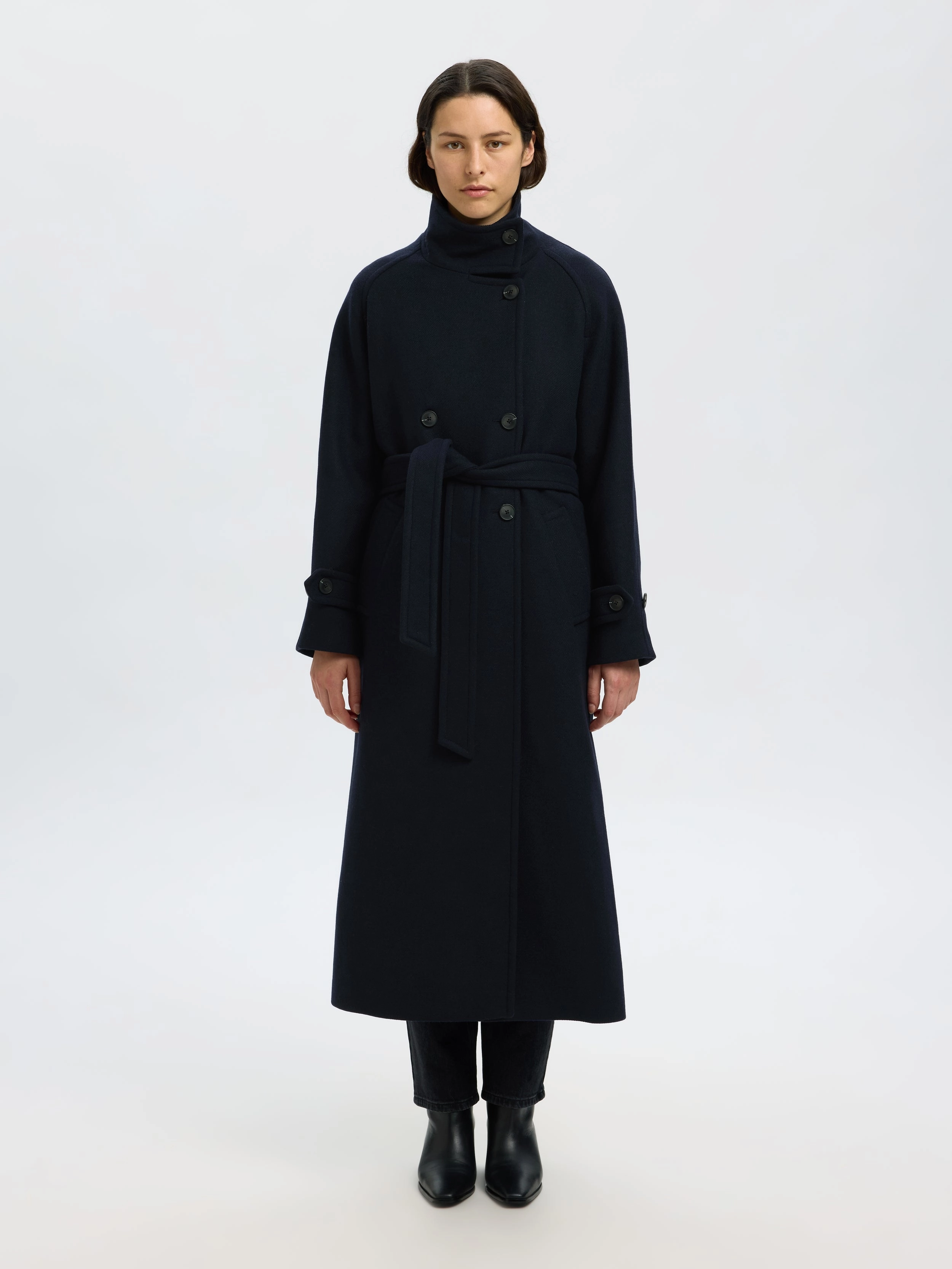 Anti Static Weave SELECTED Madeline Manteco Coat in Sky Captain