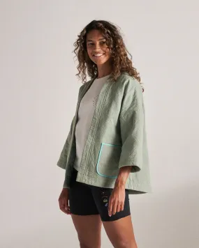Anti Pilling Finish Yoke Design Mira Organic Cotton Quilted Overshirt - Pistachio