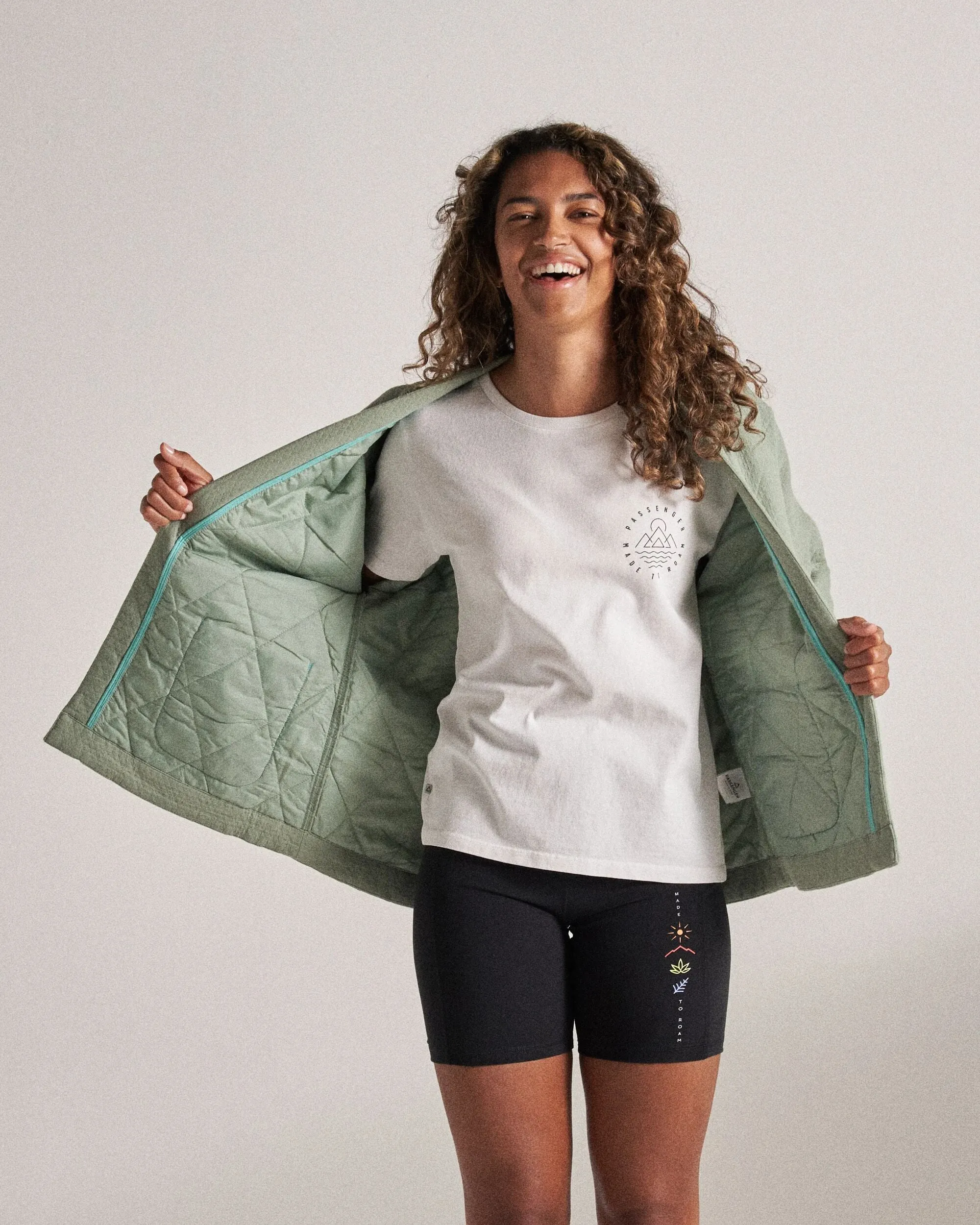 Mira Organic Cotton Quilted Overshirt - Pistachio Microfiber Material Exclusive Collection