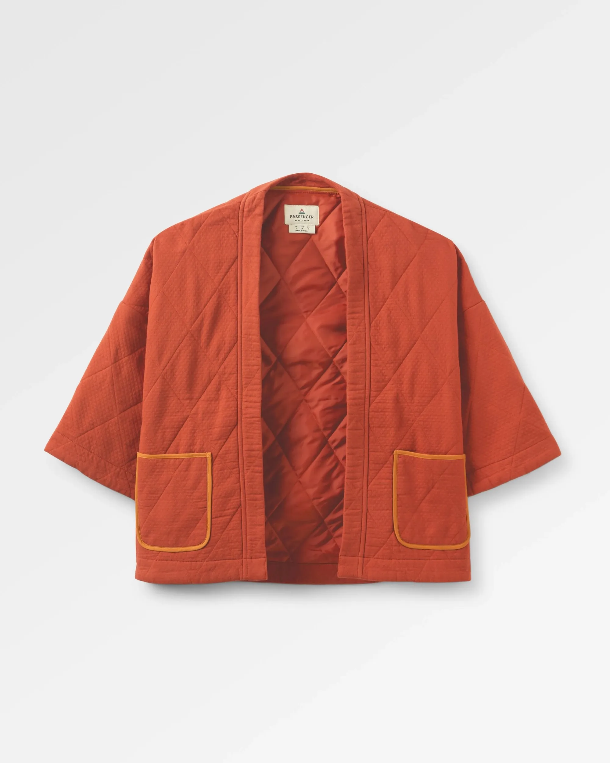 Micro Perforated Texture Mira Organic Cotton Quilted Overshirt - Red Ochre