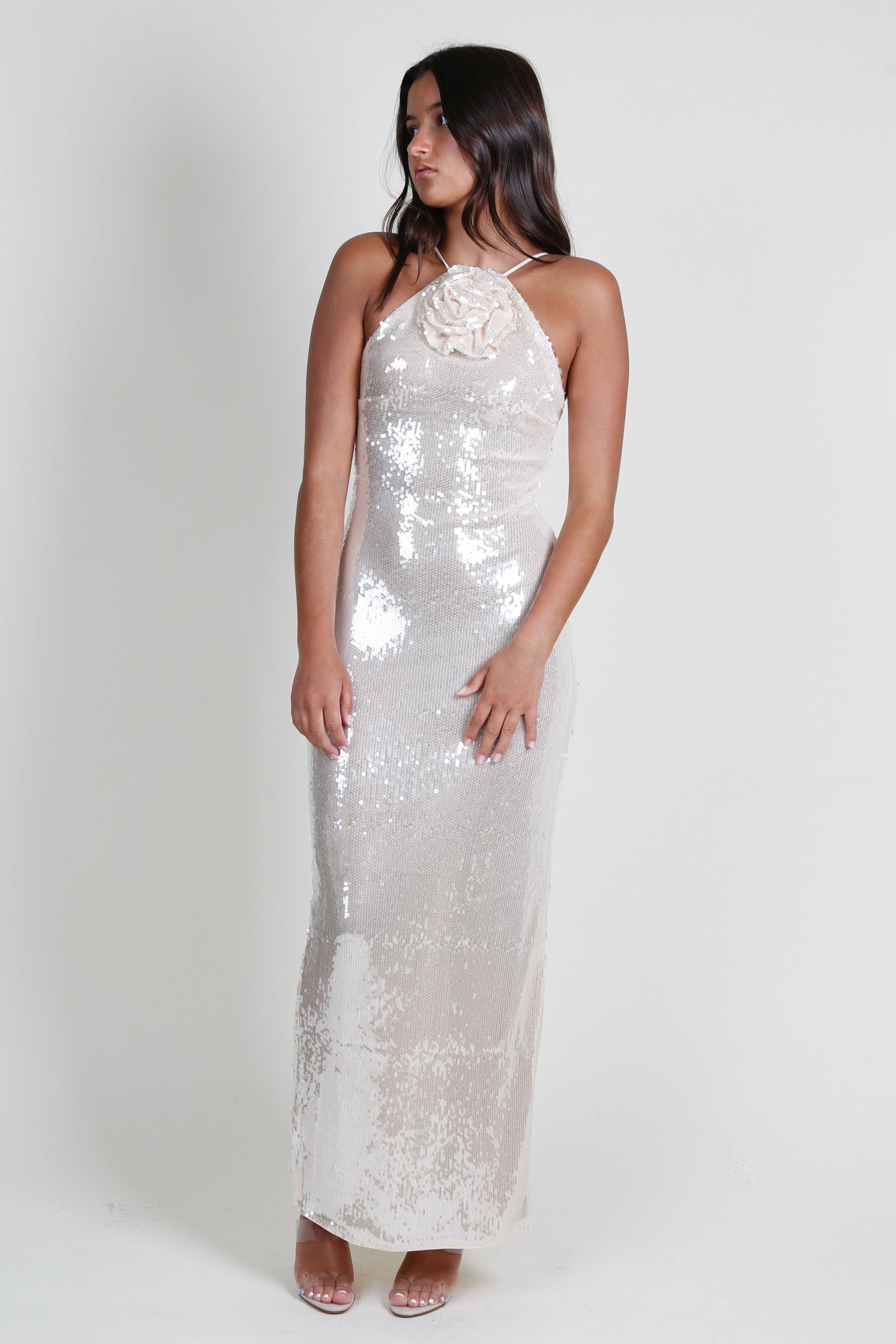 MISHA | Allegra Dress - Champagne Pink Vibrant Edge