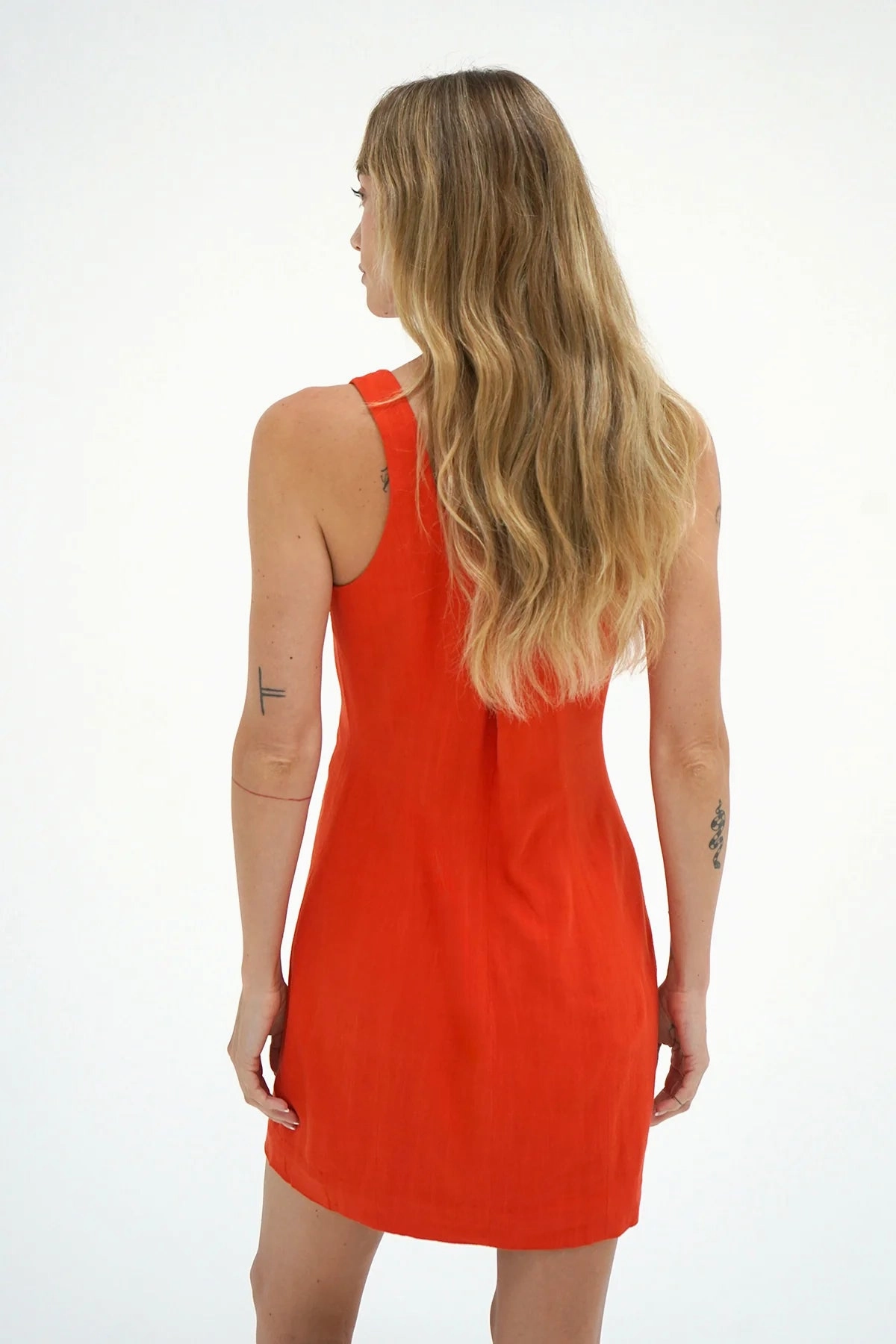 Stretch-Recovery All-season garment LNA | Mikala Linen Dress - Red Alert