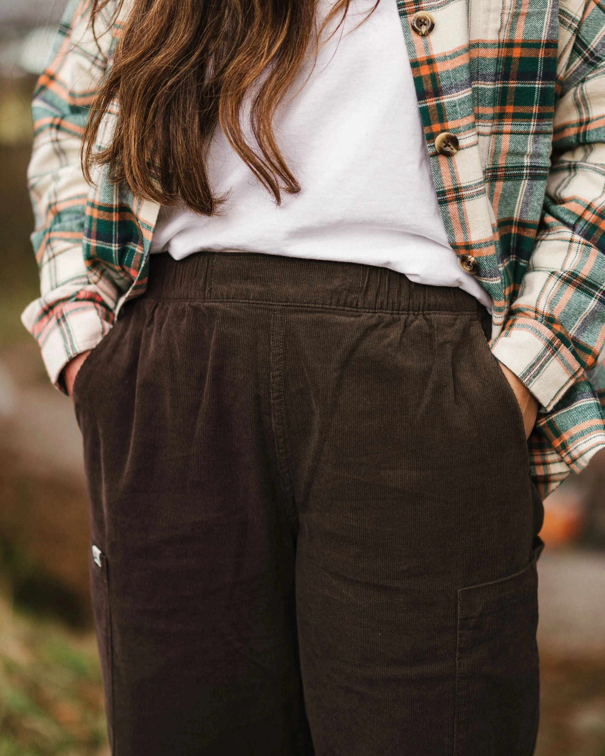 Laser cut Someday Organic Cotton Corduroy Trouser - Coffee
