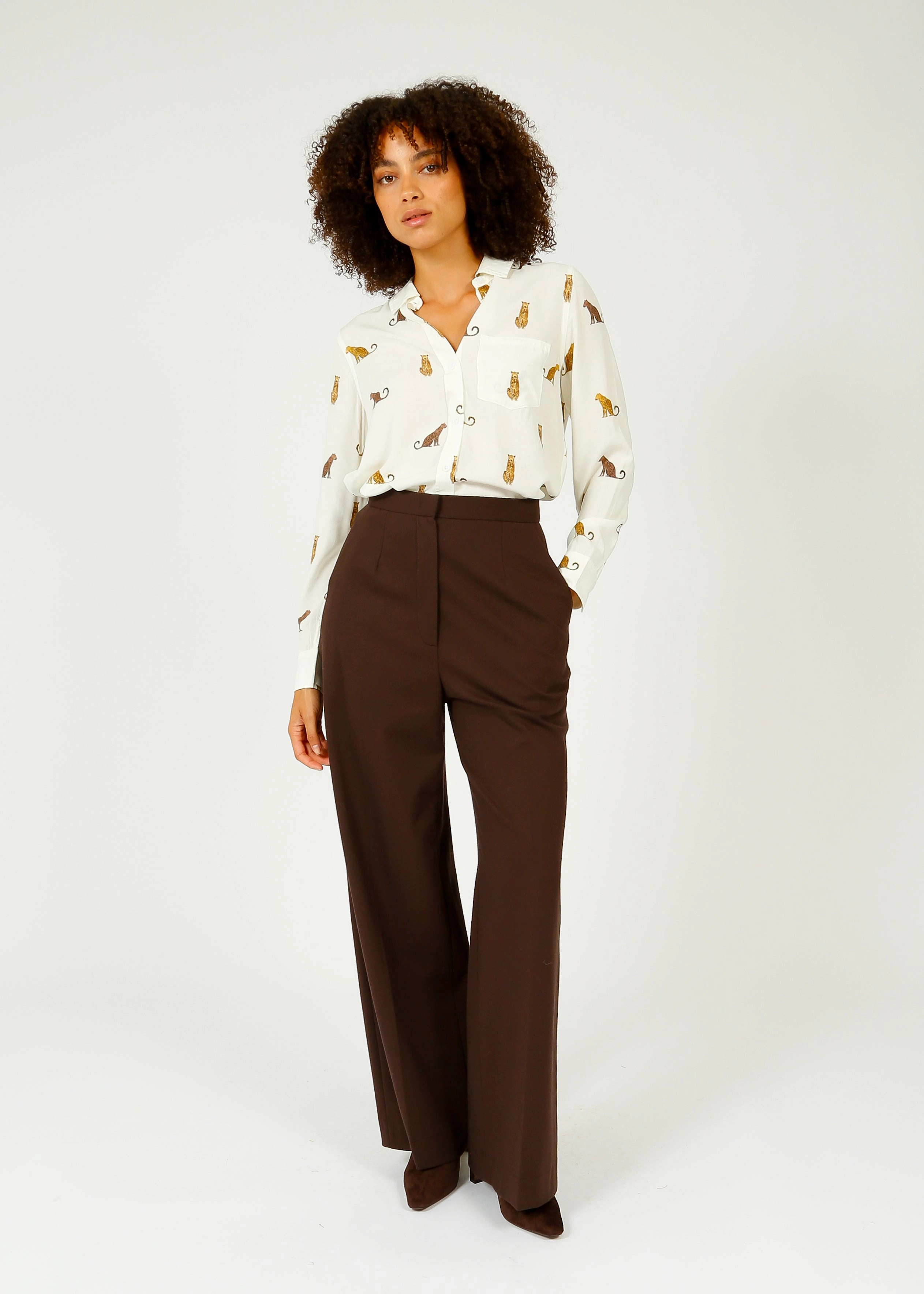 HW Palazzo Trousers in Dark Brown Light support soft fit
