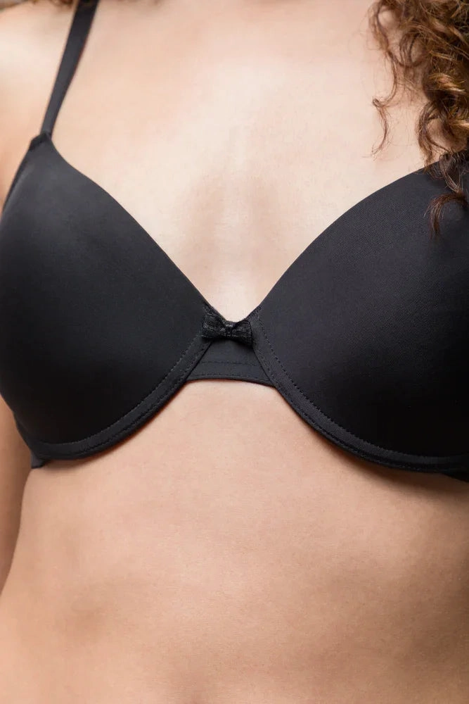 Non slip grip Collared seams 2 Pack T-Shirt Bras Black & Natural