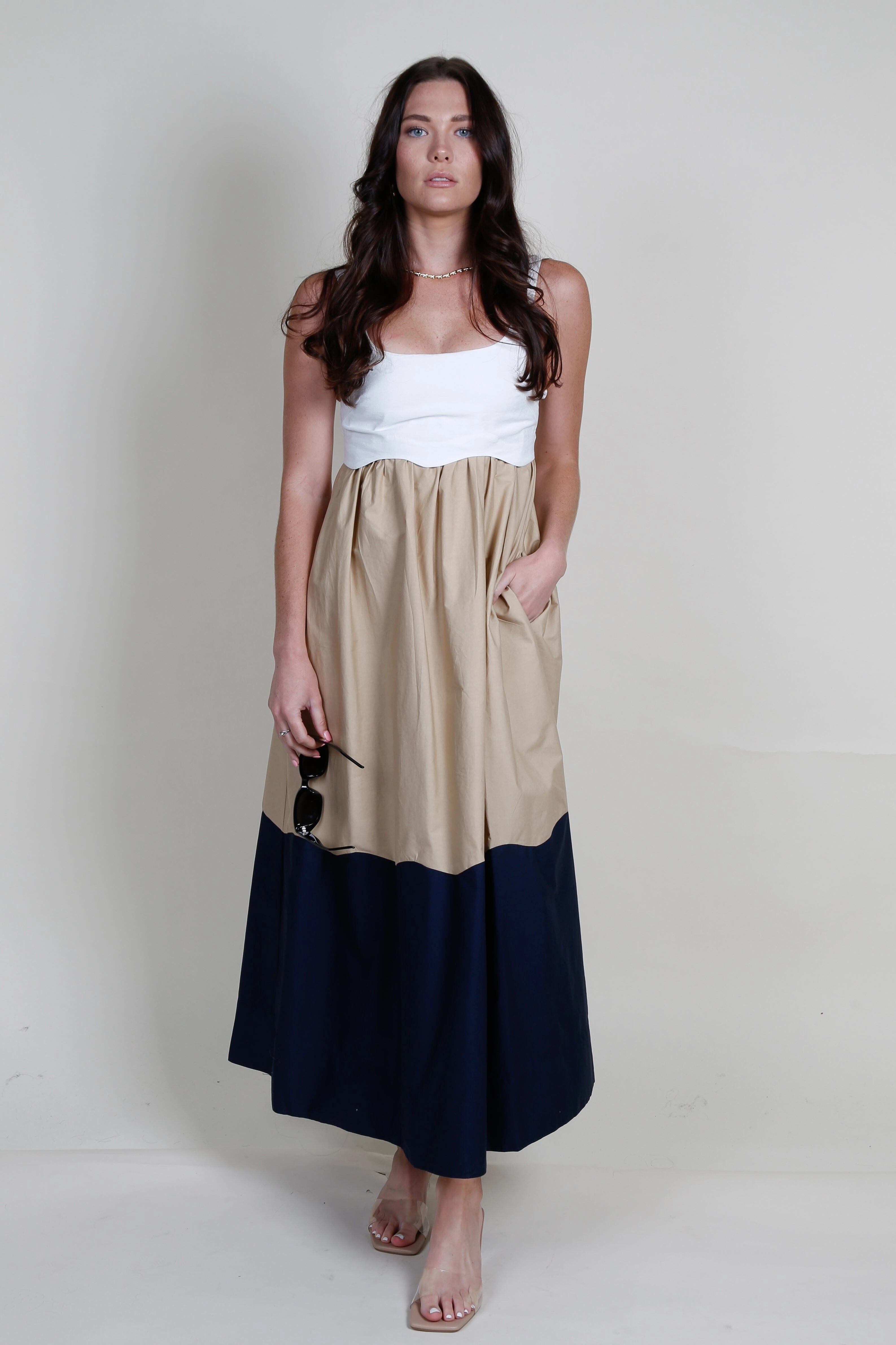 Ready Anytime Breathable wear MON RENN | Formation Sundress - White Sand/Navy