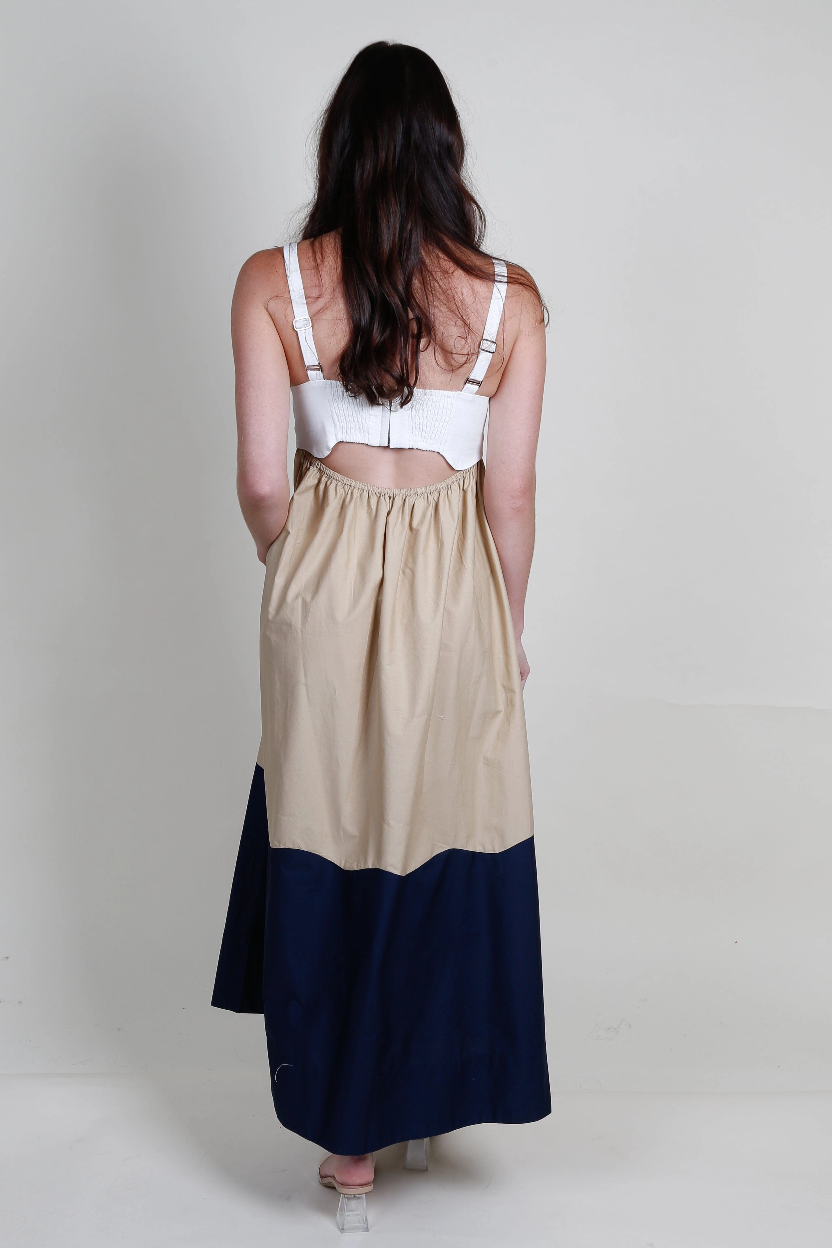 MON RENN | Formation Sundress - White Sand/Navy Mini-Length All Inclusive