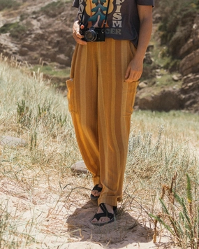 WindResistantMaterial Someday Woven Trouser - Spruce Yellow Stripe