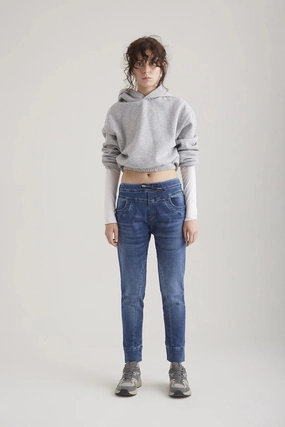 Classic Elegance Padded hips Mila  Slim Jogger Pant - Blue Denim - 29" Inseam L02