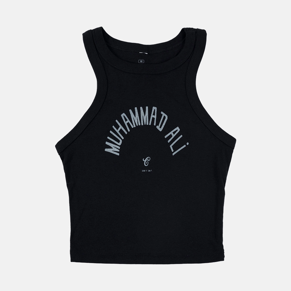 Friction Reducing Finish Eco Friendly Material MUHAMMAD ALI 1965 ROBE WOMEN'S MICRO RIB RACER TANK