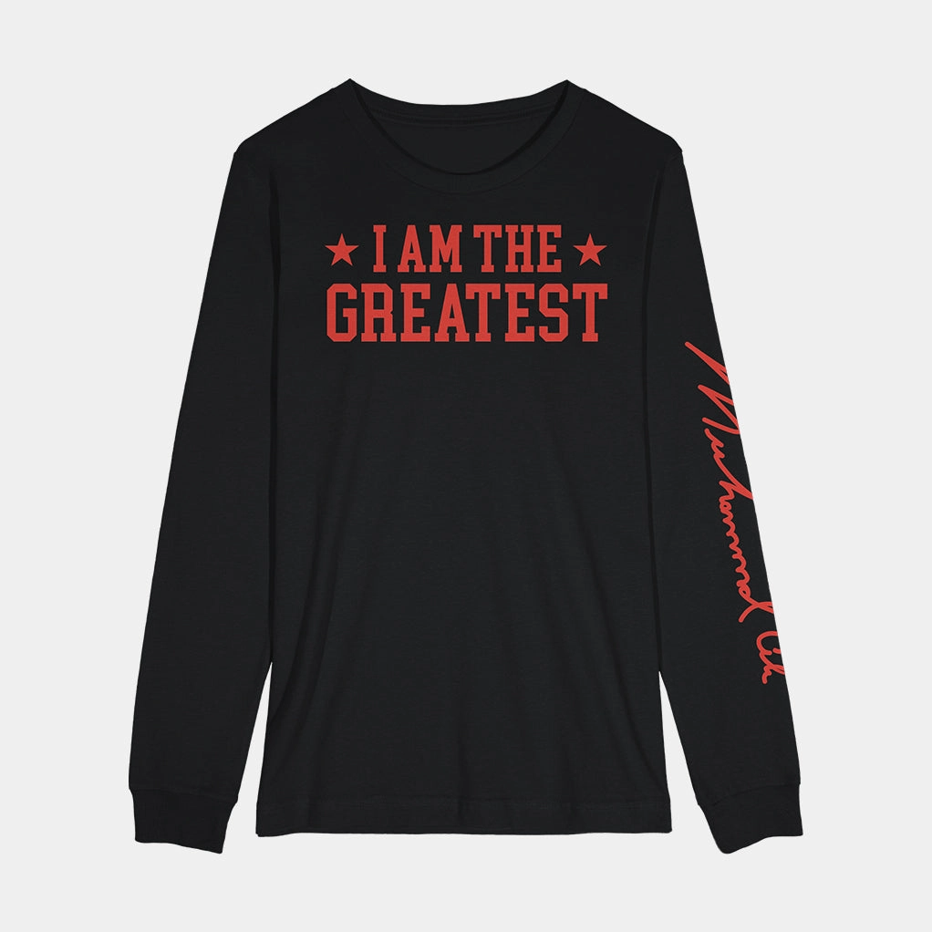 MUHAMMAD ALI I AM THE GREATEST LONG SLEEVE SHIRT TaglessComfort Cool Fabric