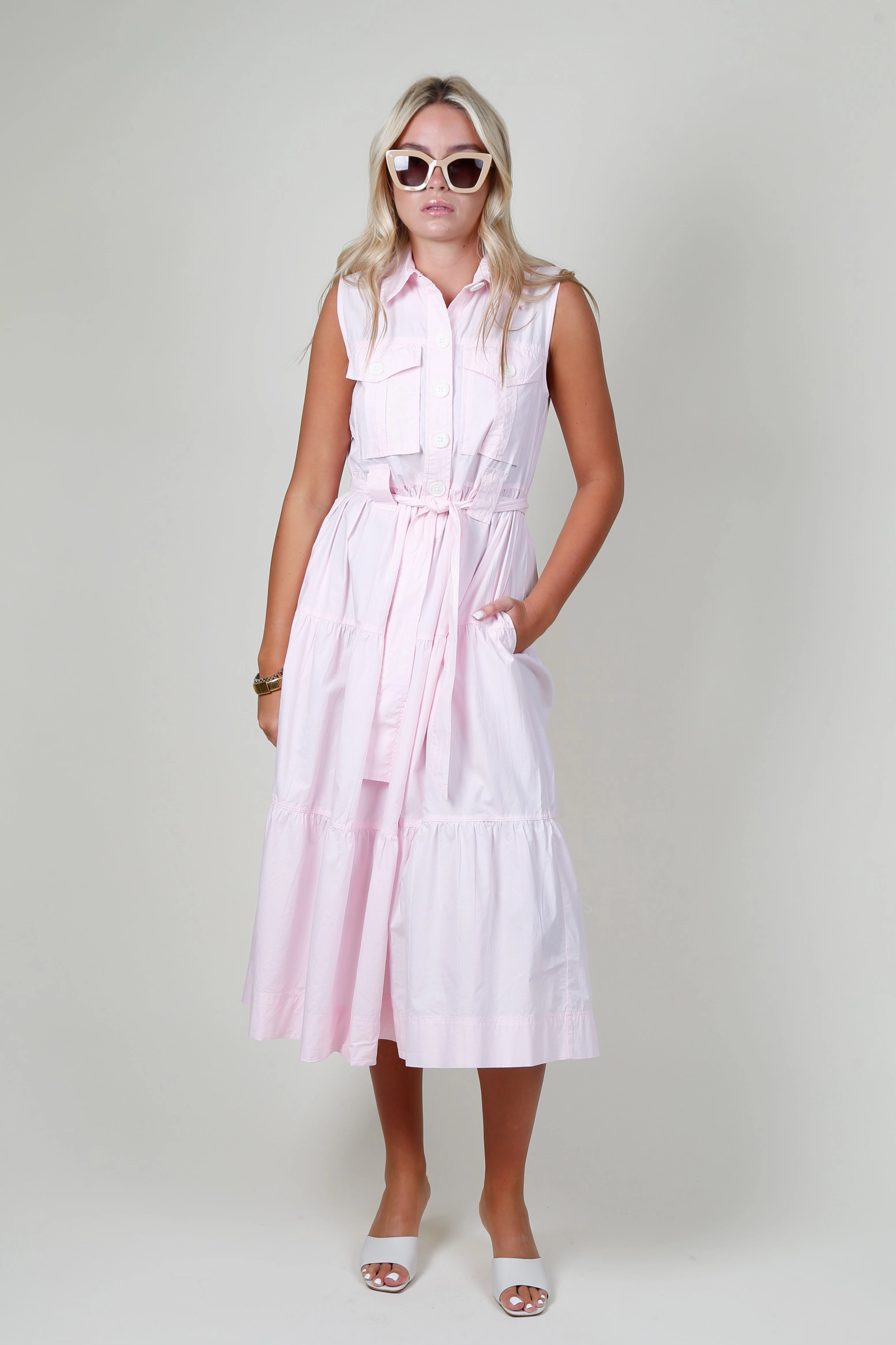 DEREK LAM | Florence Sleeveless Shirt Dress - Primrose Embroidered Fabric