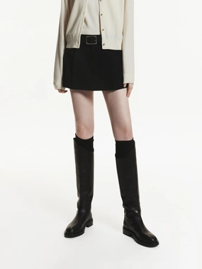 Slip Resistant Inner Lining Wool Blend Mini Skort