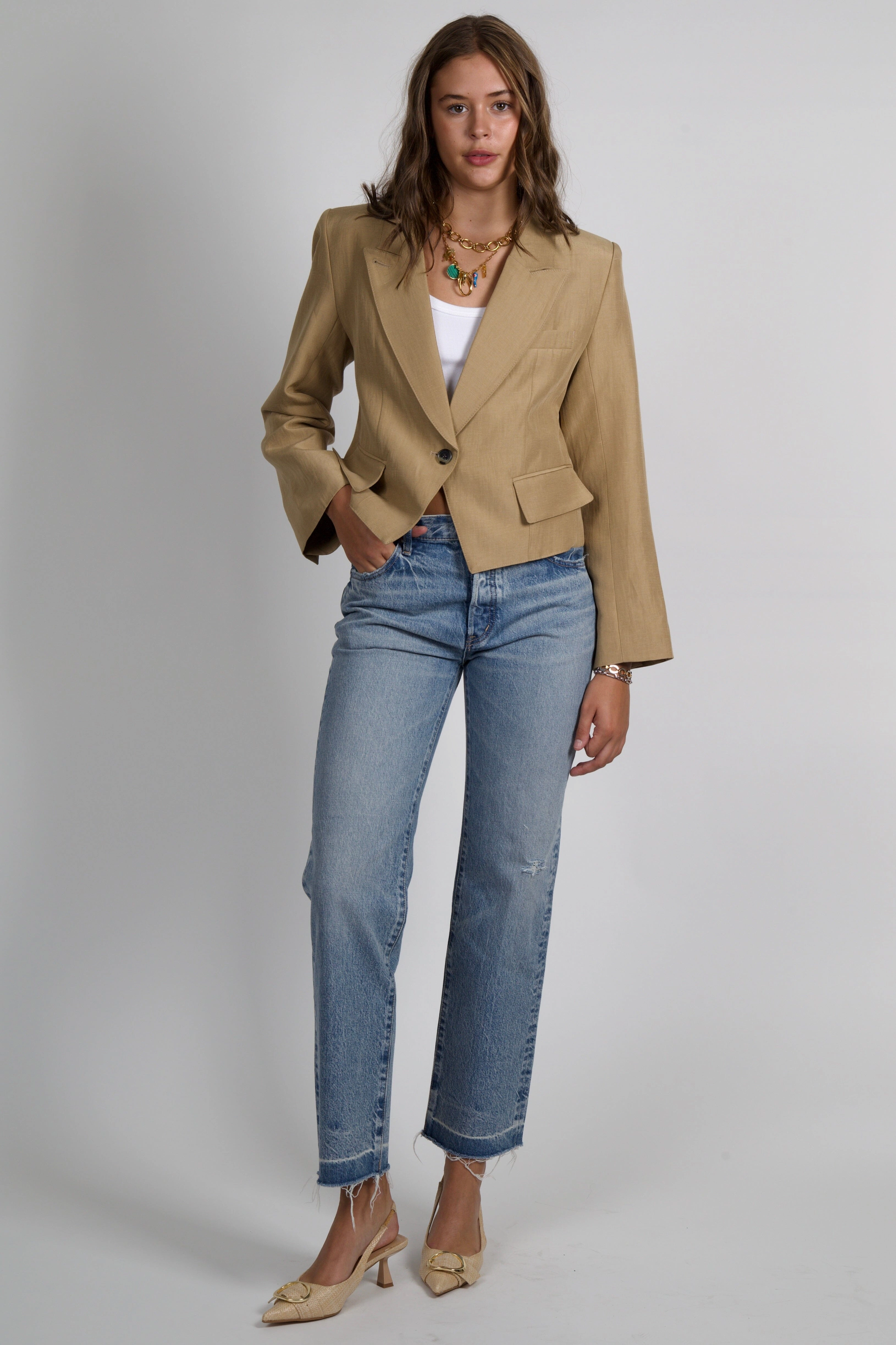 ReinforcedSeams Versatile Fit Layer SMYTHE | Cadet Blazer - Tan