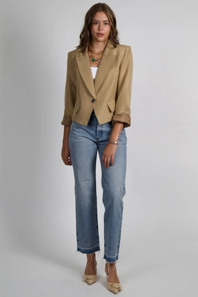 SMYTHE | Cadet Blazer - Tan Windbreaker Style Flexible Waistband