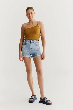 Naomi - Shorts - Light Blue Destroyed Perfectly Relaxed Relaxed Look