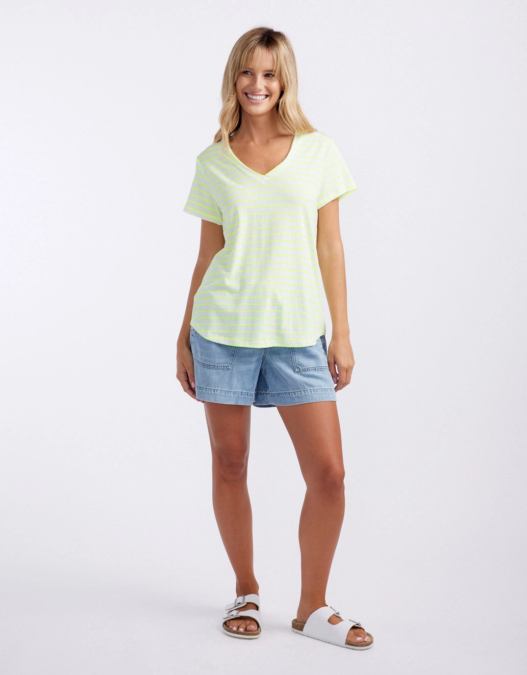 Low carbon footprint Neon Vee Tee - Neon Yellow