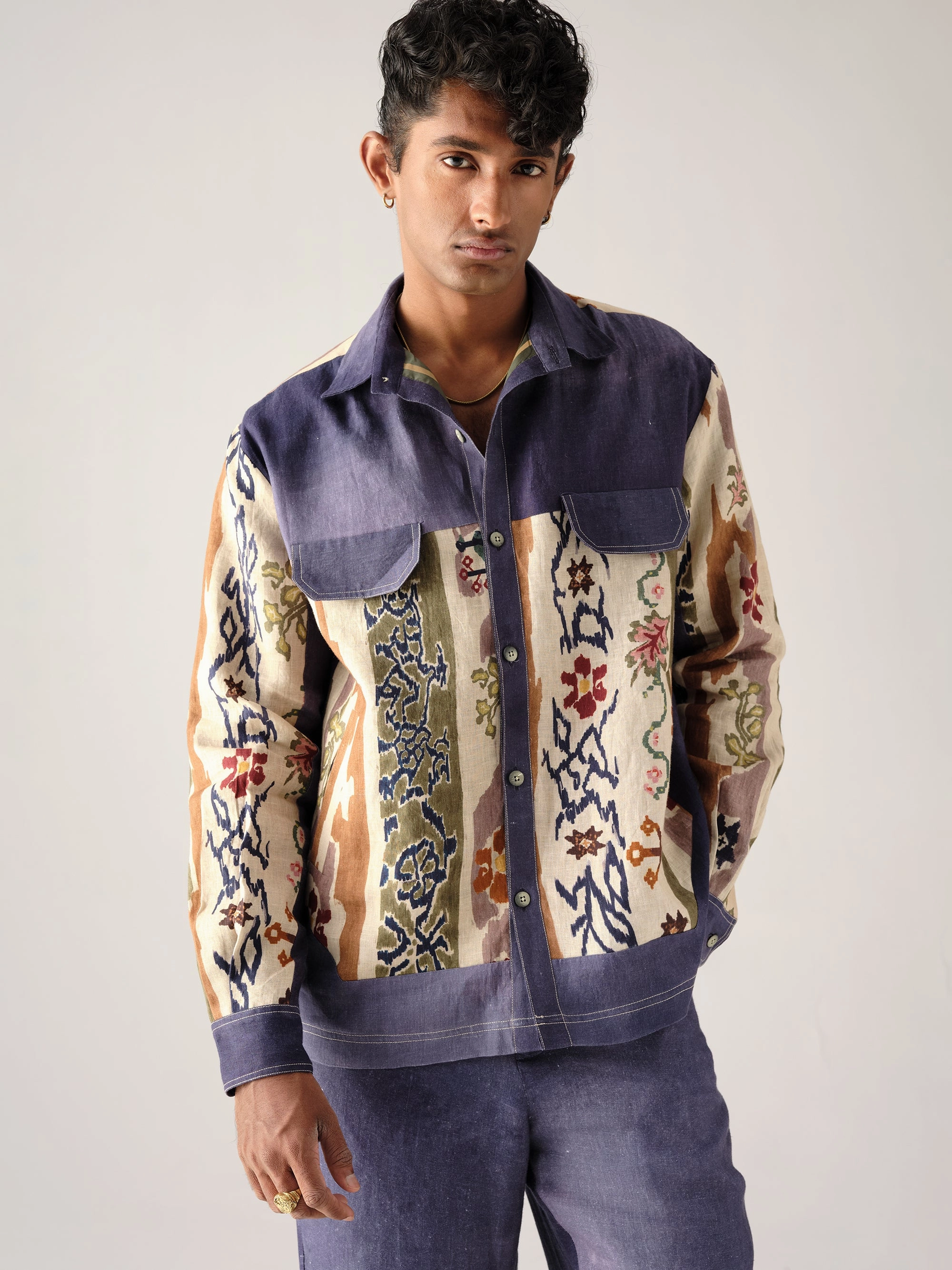 Retro Shacket Set Zippered Pockets