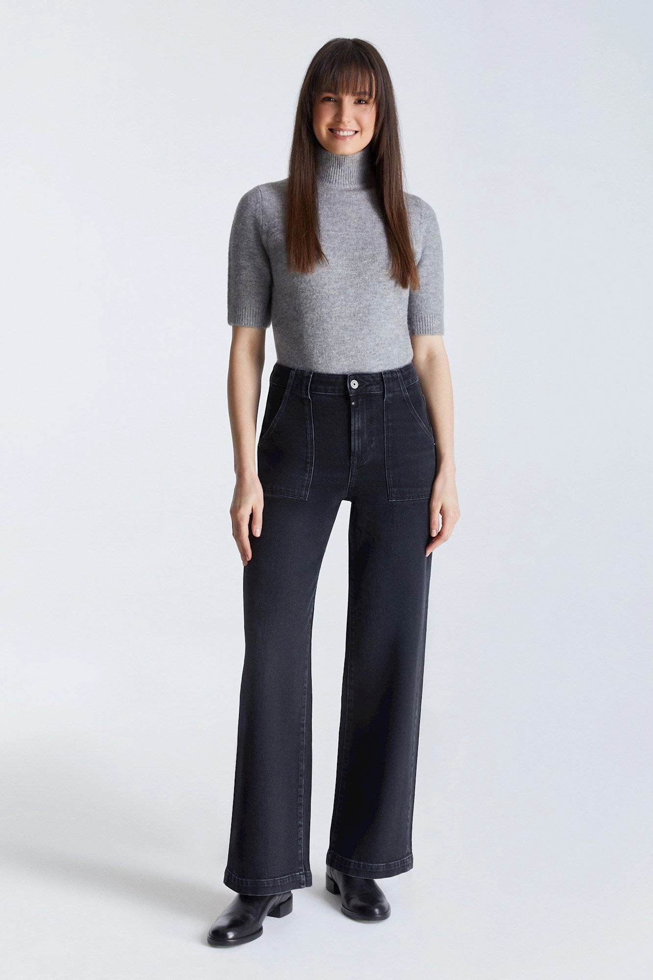 Tight Waist Lulu Wide Leg Pant - Black Vintage 32" Inseam