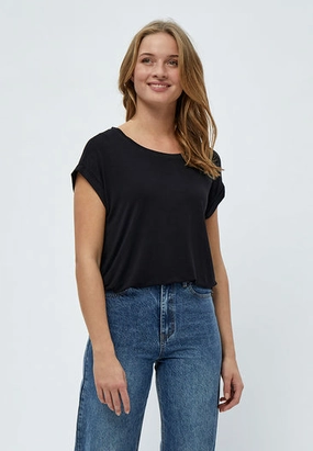 Metallic Fiber Blend Compression Fit PC6071  Rosalinda Malucca T-Shirt - Black