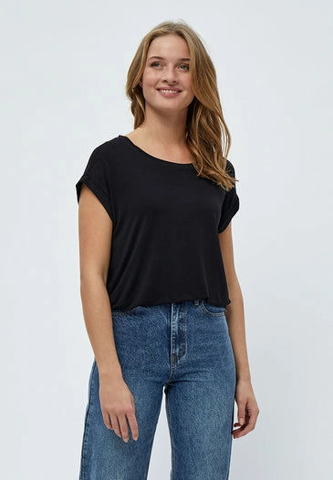 Metallic Fiber Blend Compression Fit PC6071  Rosalinda Malucca T-Shirt - Black