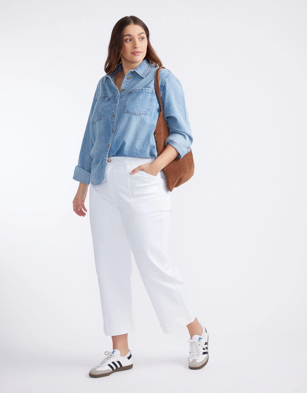 Catalina Cropped Wide Leg Jeans - White High Quality Holiday Vibes Winter Warmth