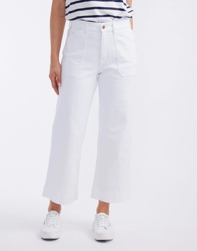 Popular Staple Neutral Choice Catalina Cropped Wide Leg Jeans - White