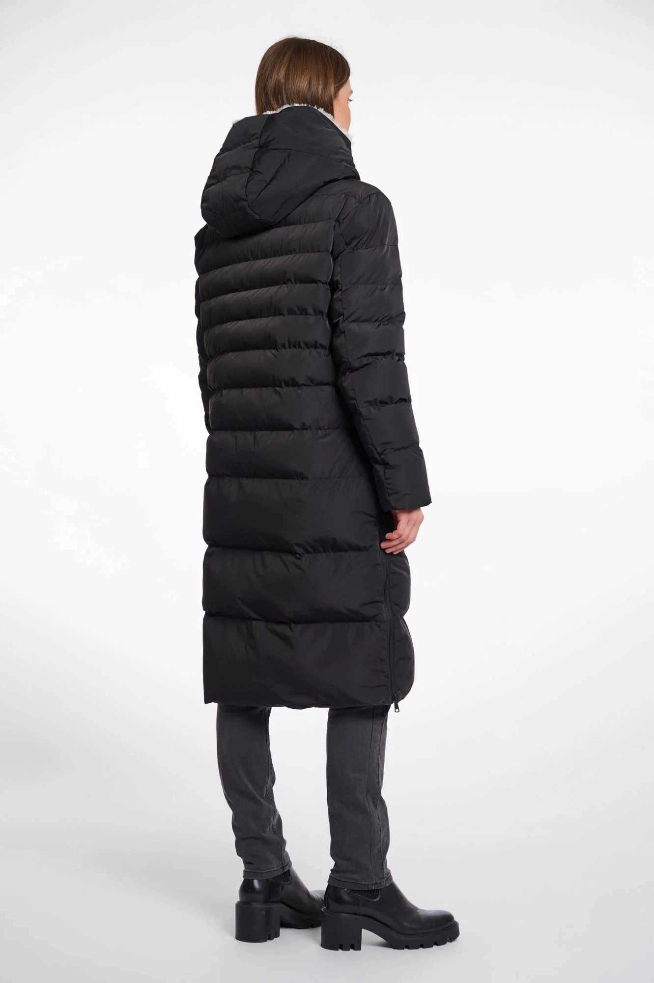 Quick Drying Anti Pilling Rino & Pelle Keila Padded Faux Fur Coat in Black