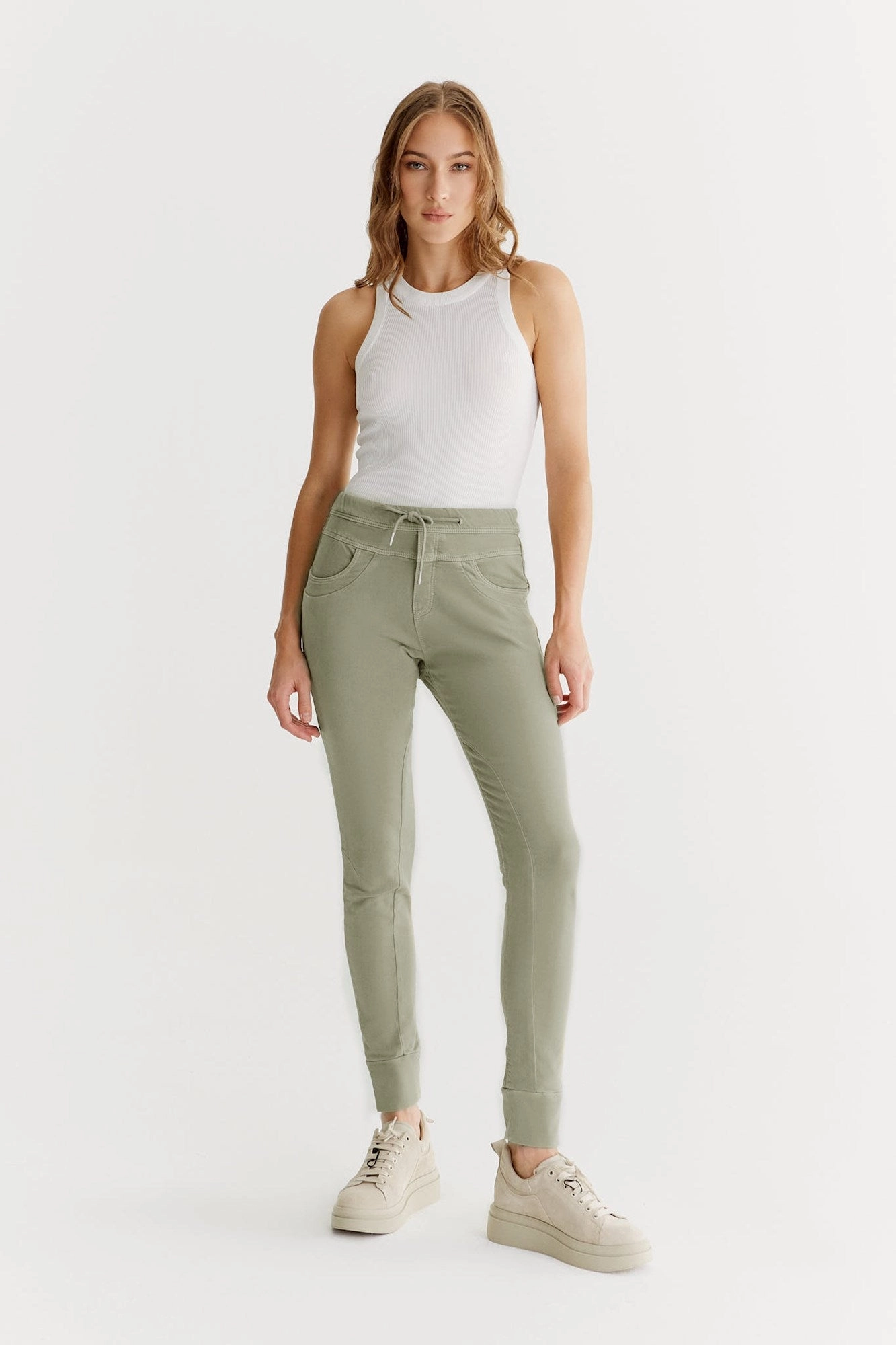 Mila Slim Jogger Pant - Sage - 27" Inseam L01 Perfect Fit Cool Weather