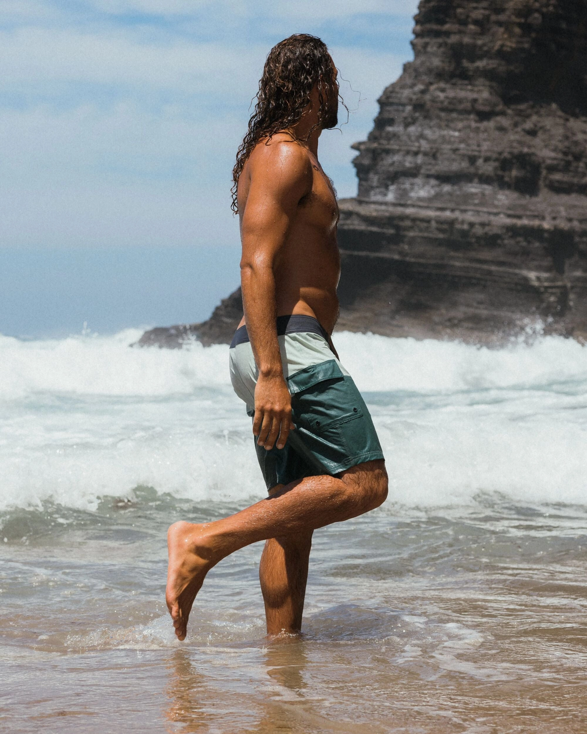 Moisture Management Lining Cutback NetPlus? Recycled Boardshort - Spearmint/Deep Ocean