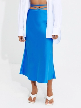 Bold Cut Calm Mood Tie Waist Midi Skirt