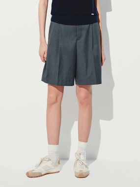 Laser Cut Edges Stretch Layers Tailored Bermuda Shorts