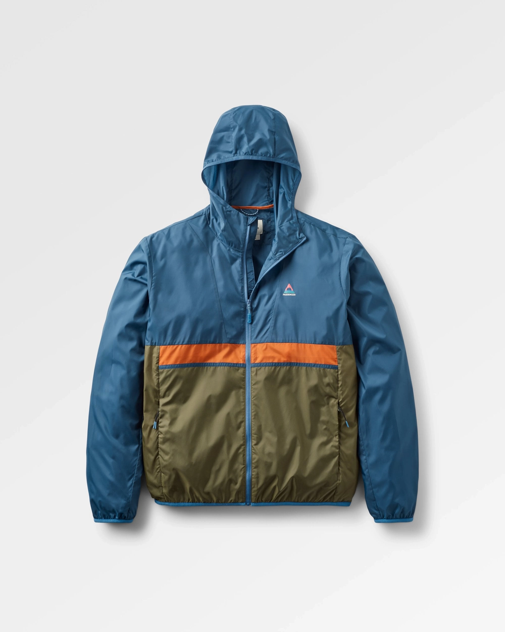 Gusto Recycled Windshell Jacket - Khaki/Dark Denim Vegan Fabric Travel Fit