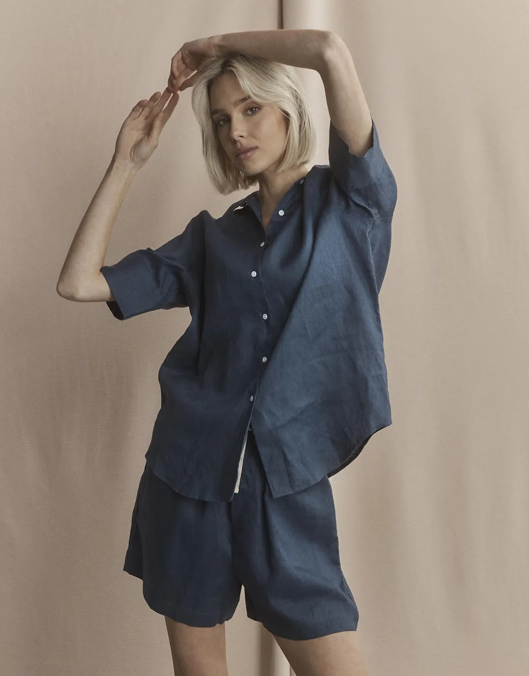 Youthful Appeal Nora Linen Shirt - French Navy