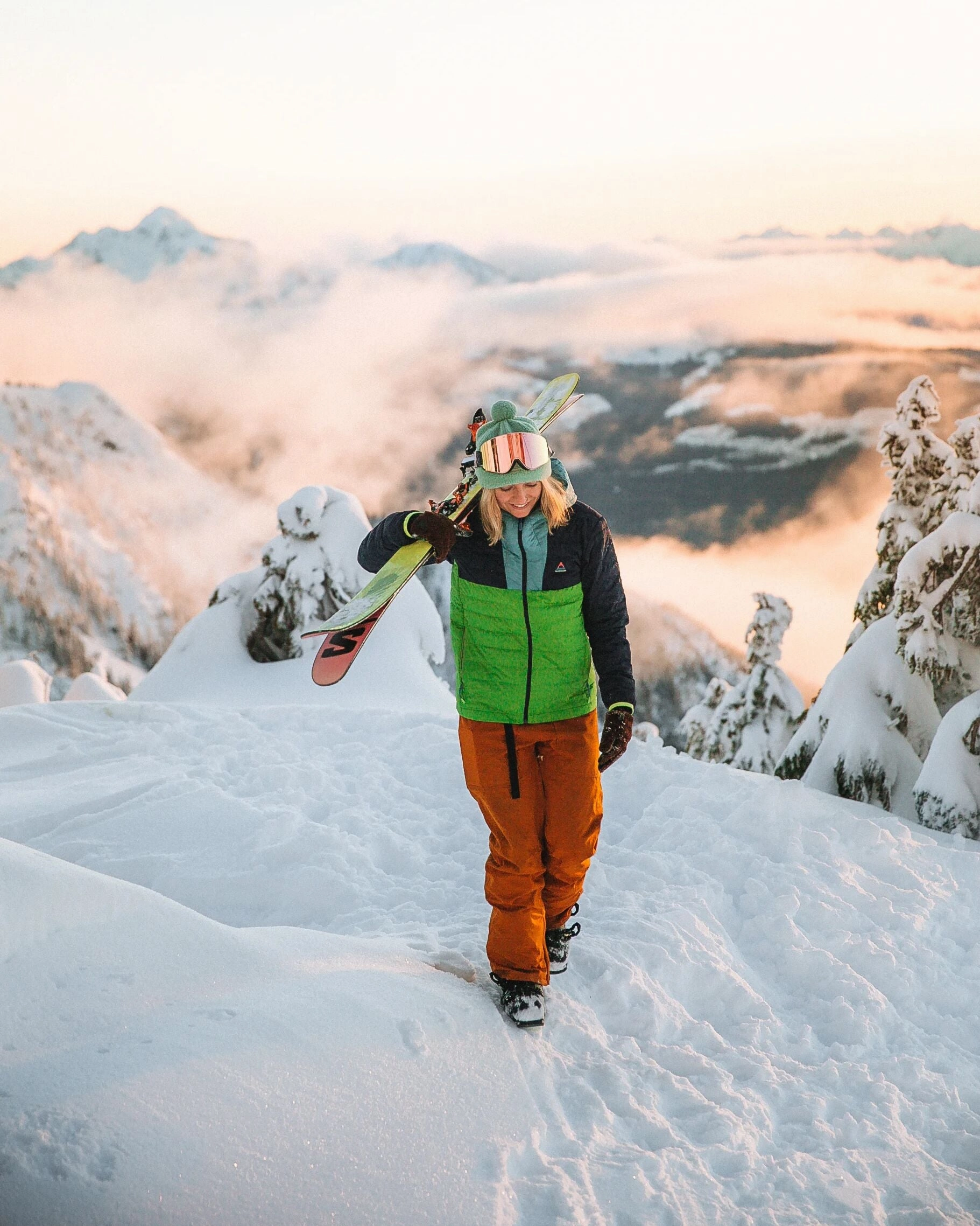Mesh Lining Northstar Down Recycled Jacket -  Rich Navy/Pear Green/Arctic