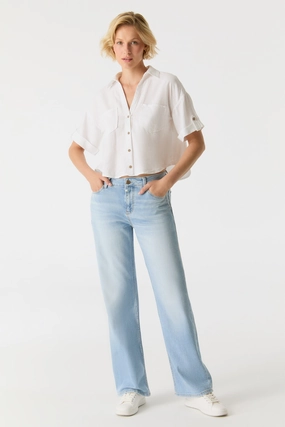 Nova Wide Straight Denim Pants - Light Blue L30 AntiSlipGrip