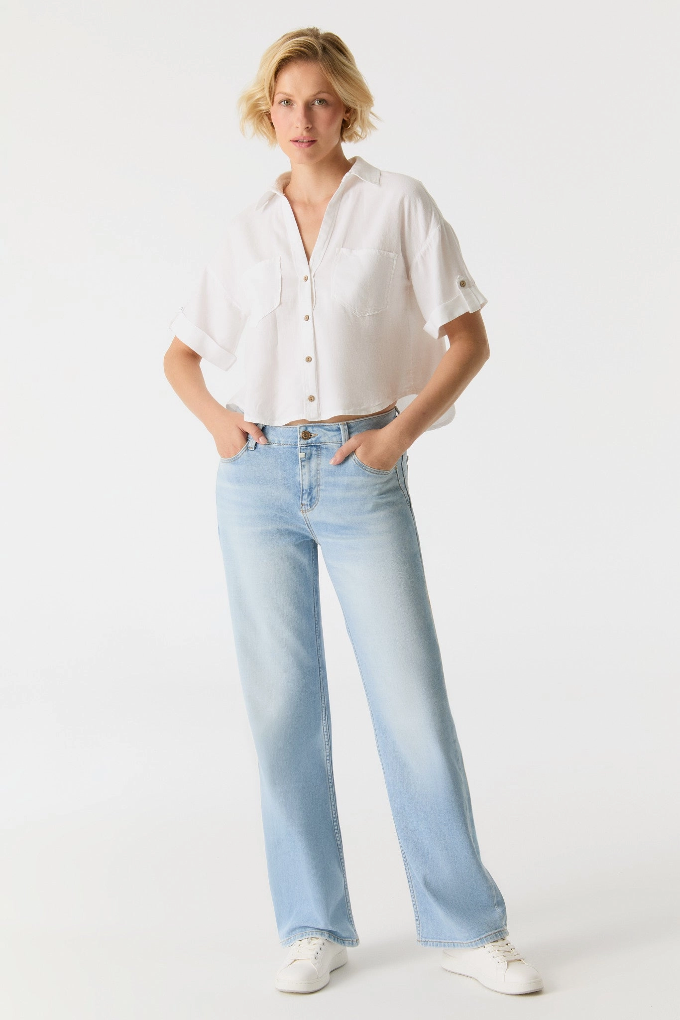 Nova Wide Straight Denim Pants - Light Blue L30 AntiSlipGrip