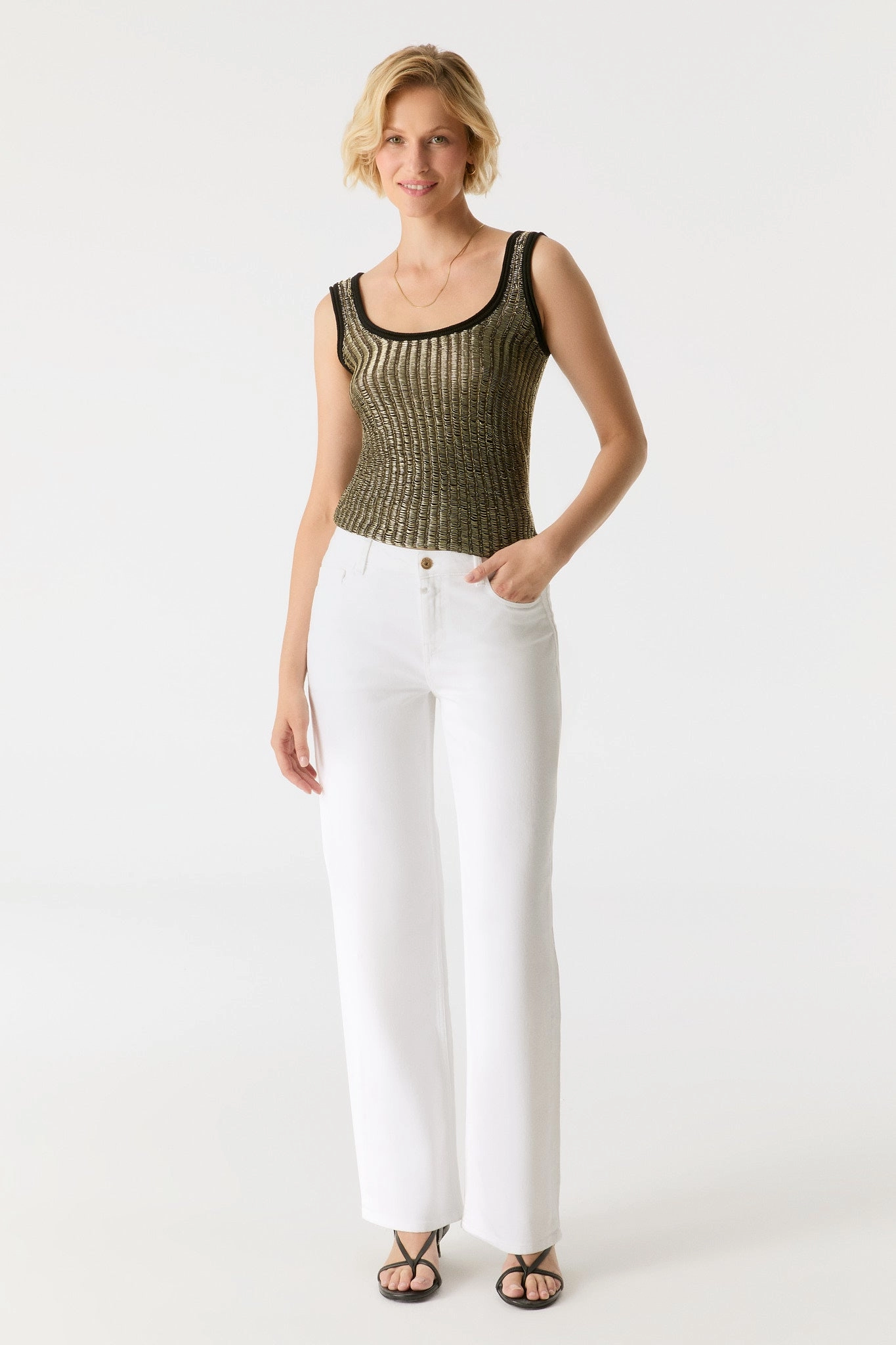 Stylish Appearance tech fabric Nova Wide Straight Pant - White  L32