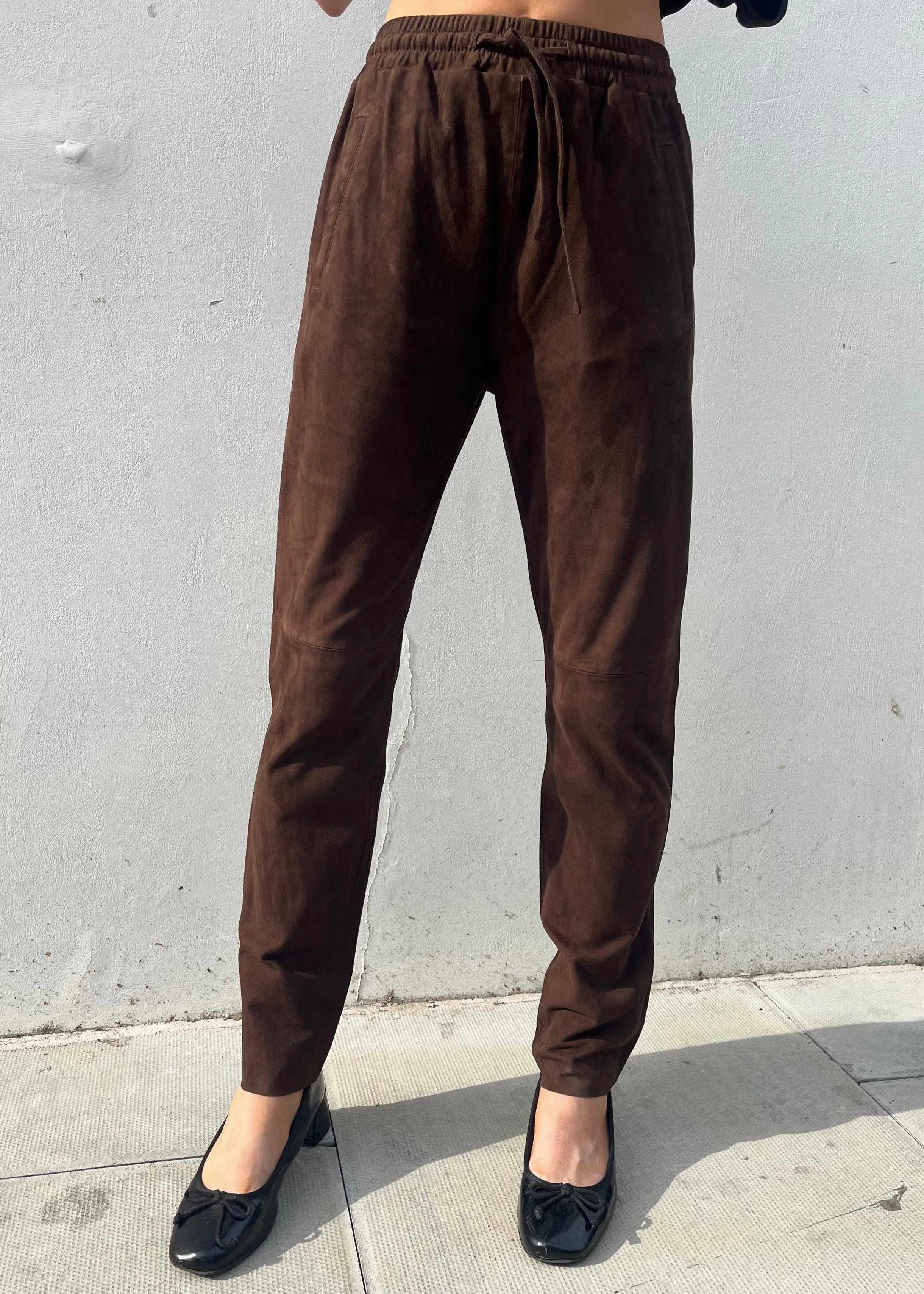Durable Waistband Tough Flex Oakwood Gift SuedeTrousers in Chocolate