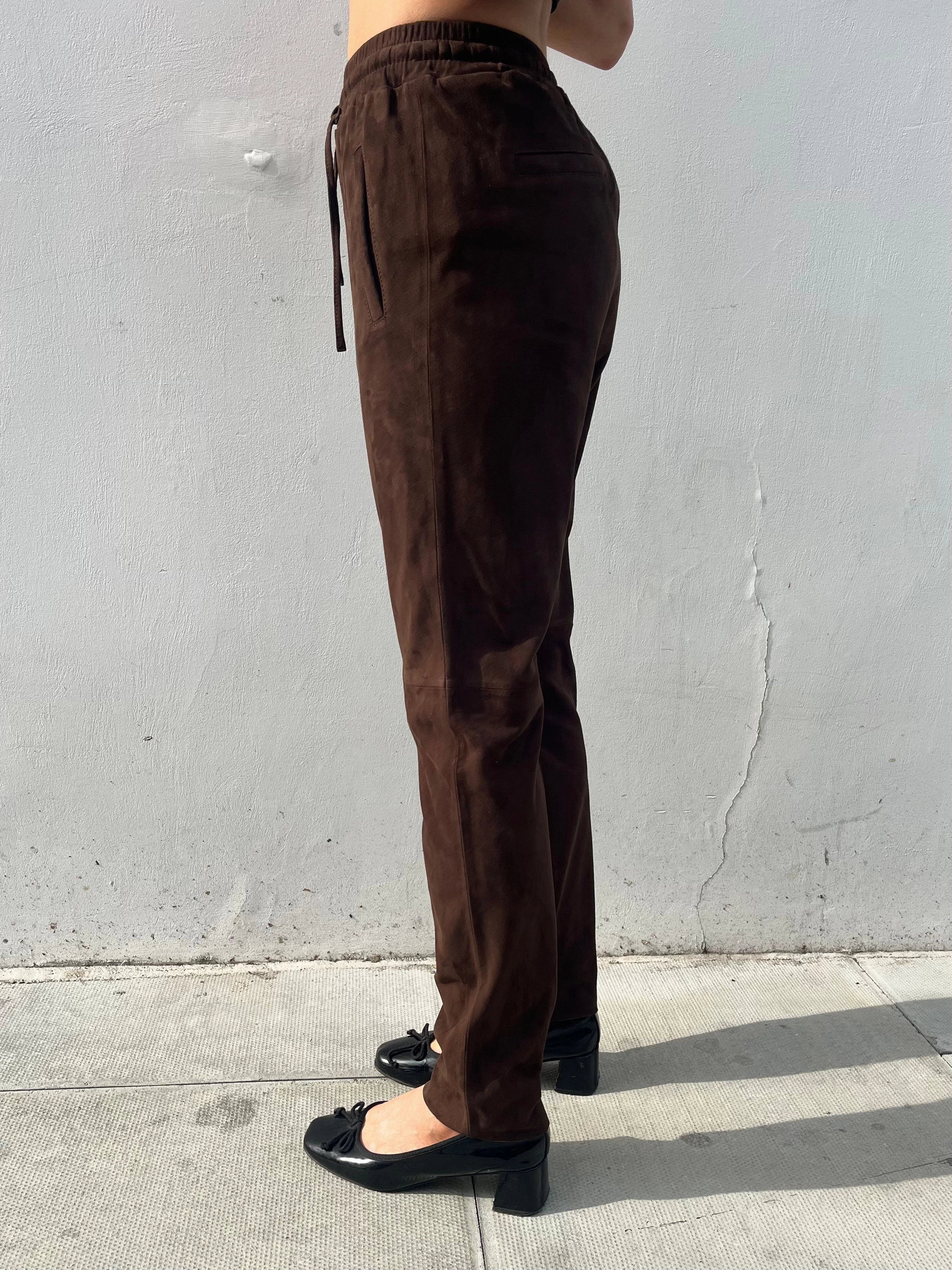 Oakwood Gift SuedeTrousers in Chocolate Slim Stretch Recyclable Fabric Blend