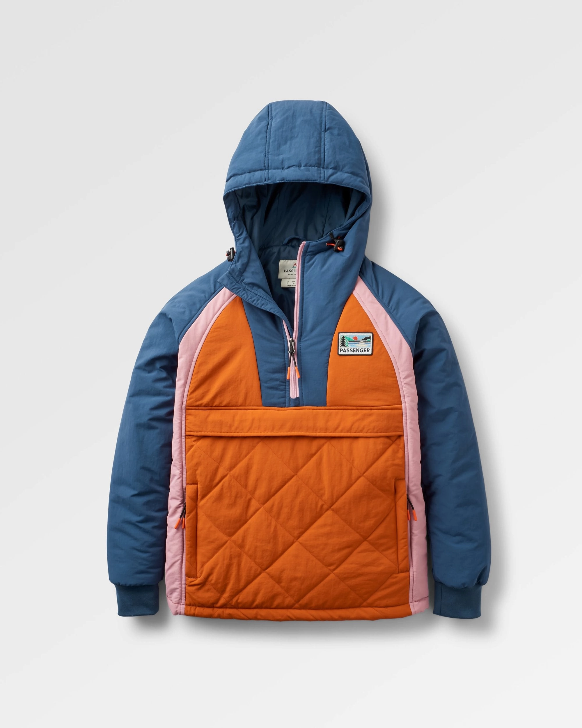 Ocean Recycled Insulated Anorak - Dark Denim/Sunset Orange Statement Outerwear