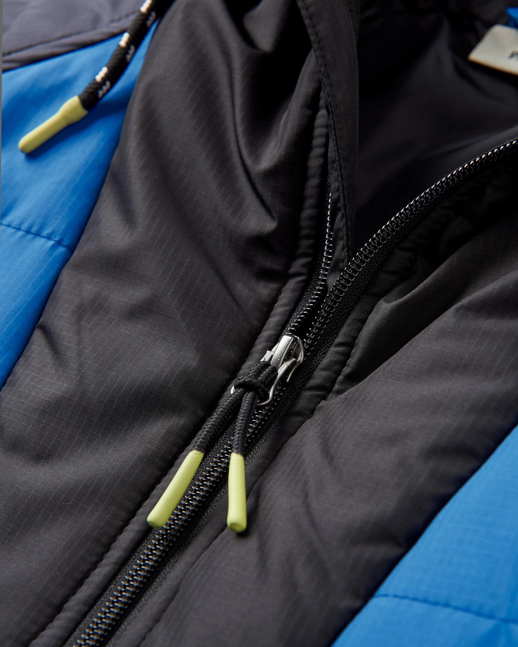 Houndstooth Print Stitched Look Oceanic Recycled Insulated Anorak - Azure Blue/Charcoal