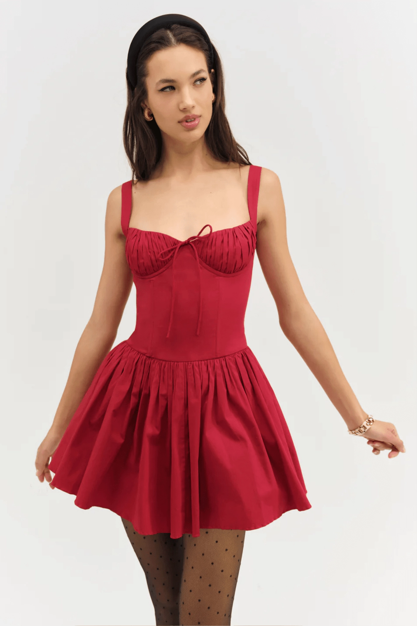FOR LOVE & LEMONS | Helena Poplin Bustier Mini Dress - Red perfect for events
