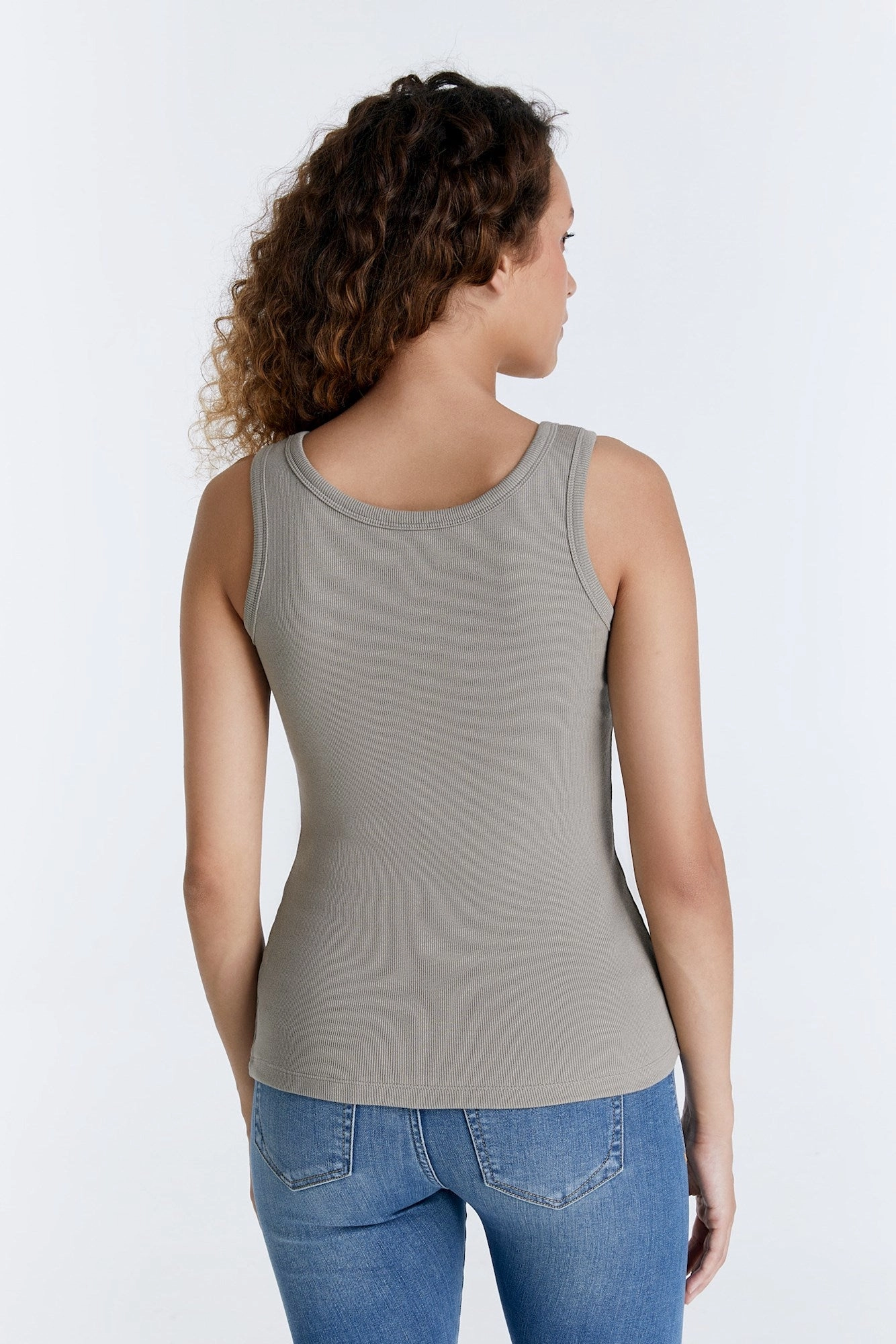 Biodegradable Fiber Blend Tailored Seams Olivia Tank Top - Sage