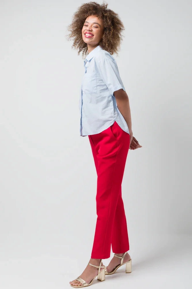 SheerLayering Comfortable Layer One Pocket Voile Shirt Mid Blue
