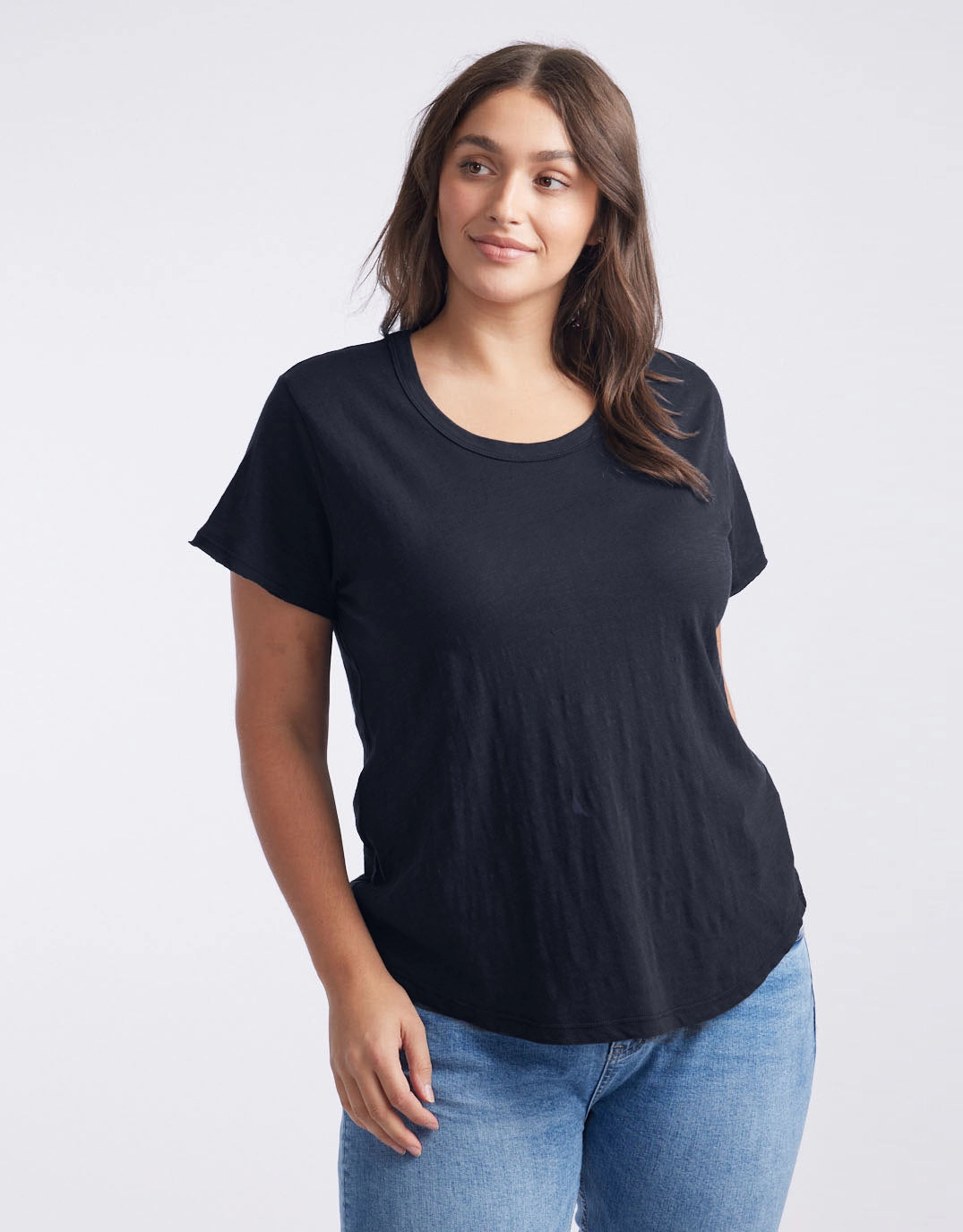 Perfect Comfort Wear Durable Stitching Original Round Neck T-Shirt - Black