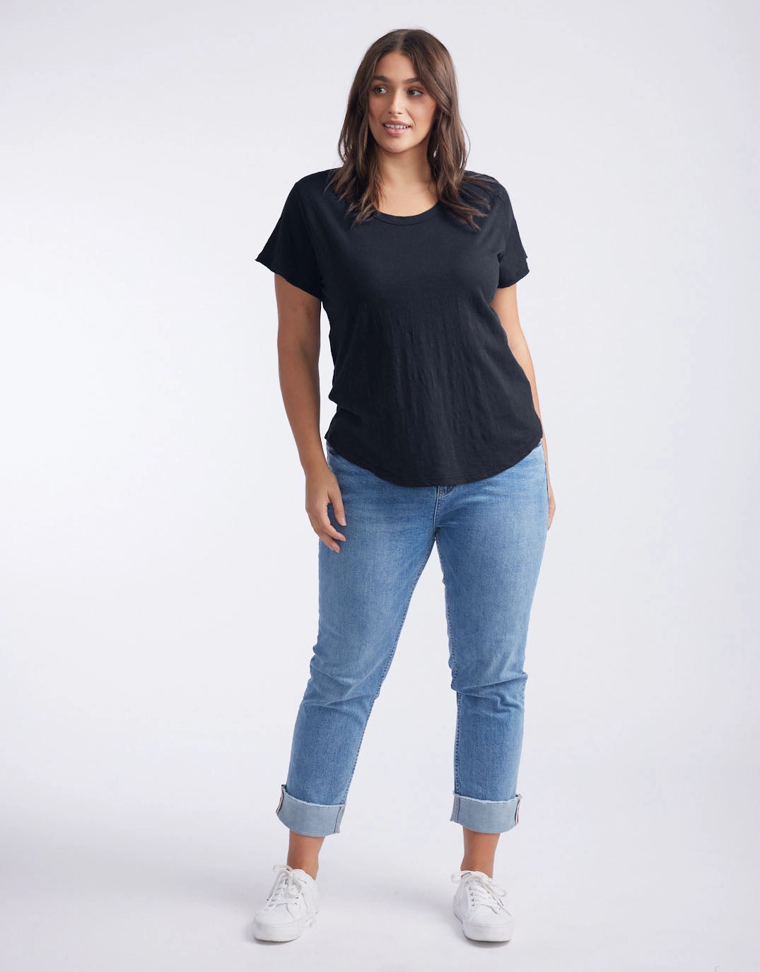 Original Round Neck T-Shirt - Black Essential Look No Shrink Technology