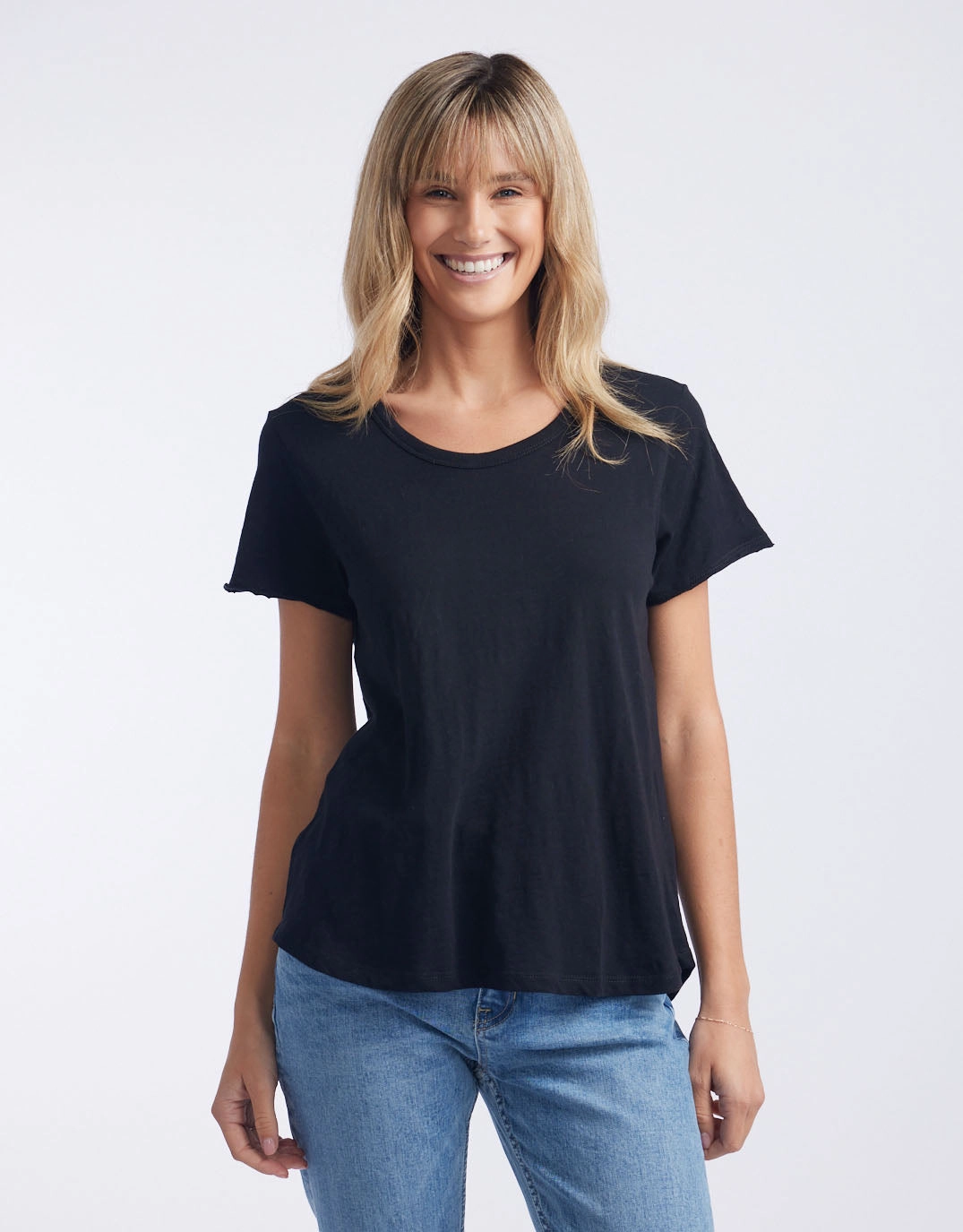 Bright Color Original Round Neck T-Shirt - Black