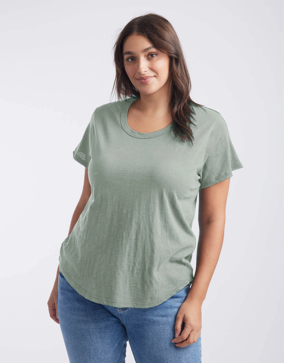 Original Round Neck T-Shirt - Sage PreShrunkCotton