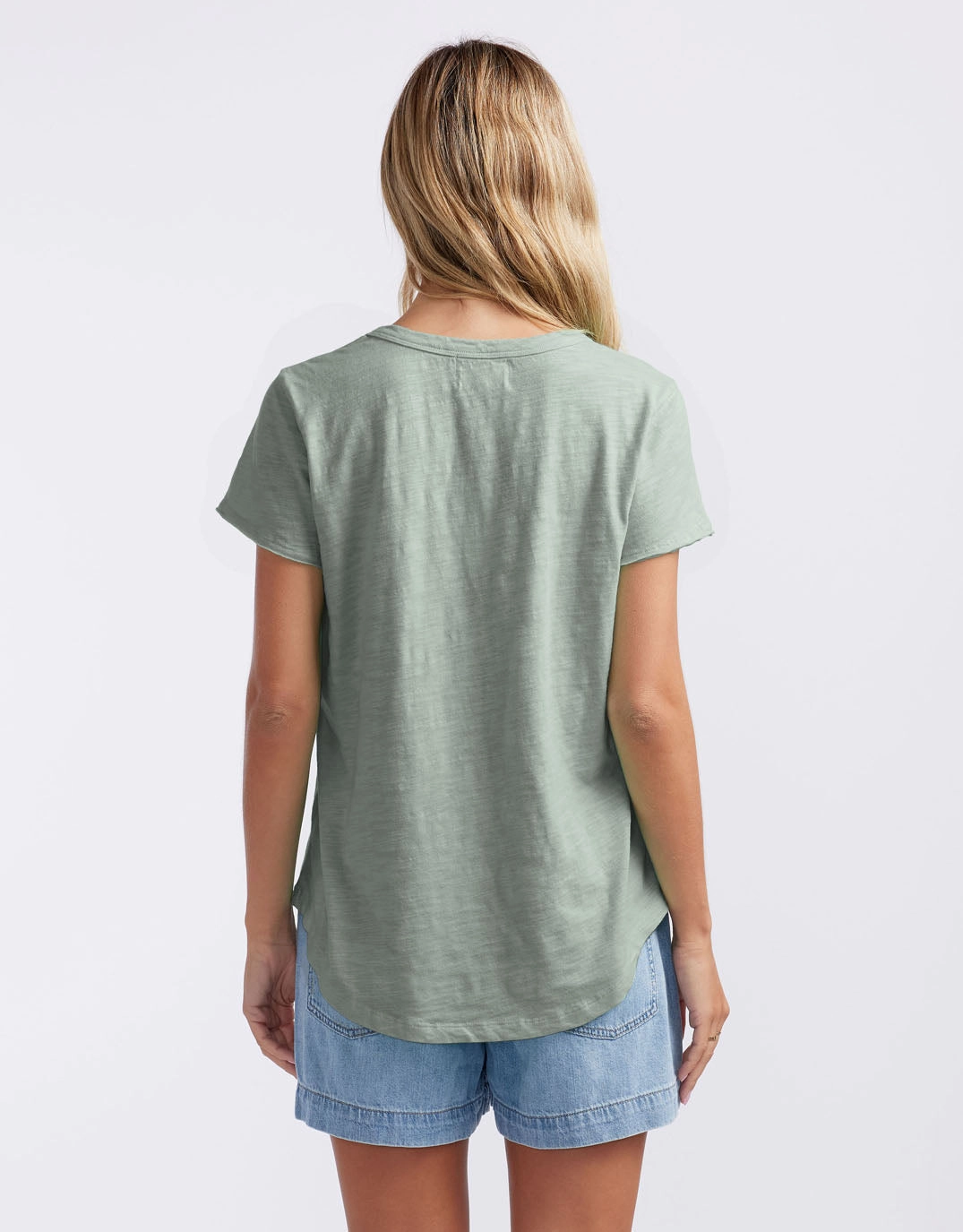 Original Round Neck T-Shirt - Sage Flexible Neckline